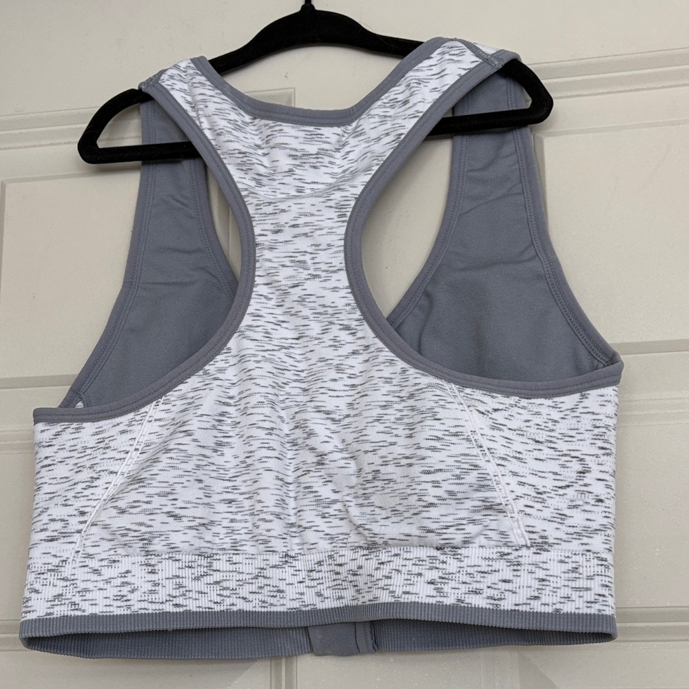 Avia Women's White and Gray Zip-Front Sports Bra - Picture 2 of 3